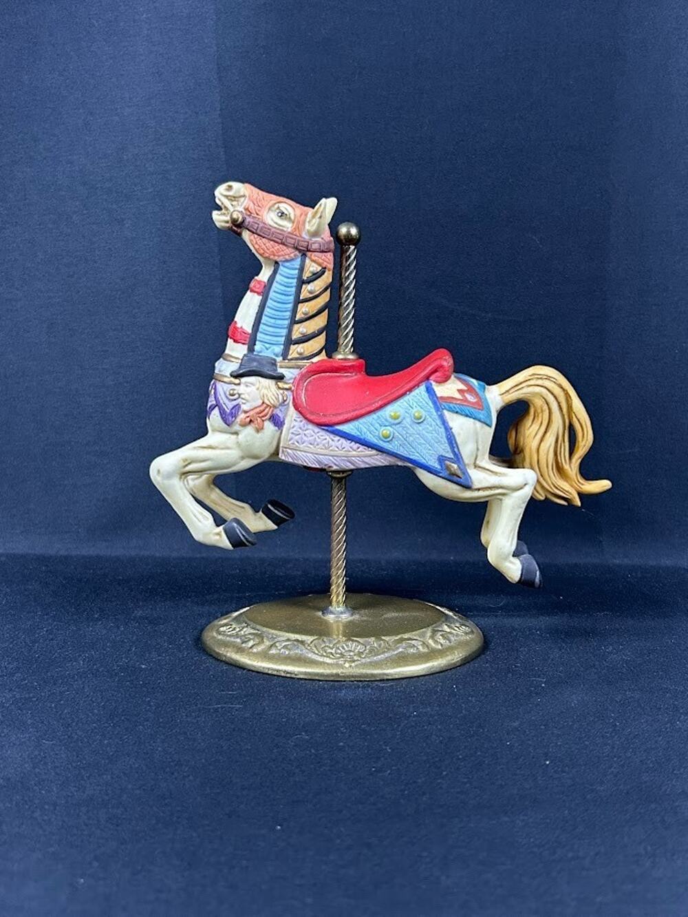 Vintage Willitts Carousel Horse Figurine Signed W Gary Military Cavalry